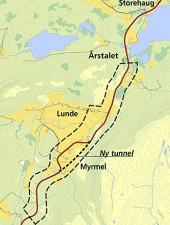 Kart over den aktuelle strekningen. Illustrasjon: Statens vegvesen