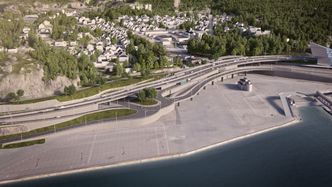 Den første forberedende entreprisen dreier seg om arbeider med å legge om infrastruktur i bakken i Kristiansand havn. Illustrasjon:  Rambøll/Statens vegvesen