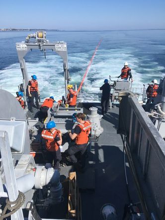 Fra testing av det nye og lettere minesveipet i august 2020. Foto: FFI