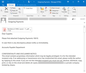 Epost fra skadevaren STRRAT. Skjermbilde: Microsoft Security Intelligence