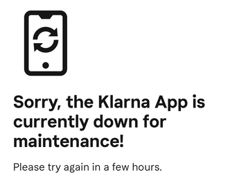 Skjermbilde fra Klarna-appen torsdag. Skjermbilde: Digi.no