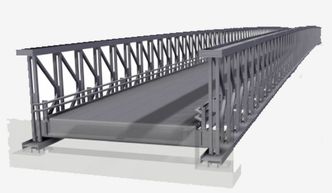 Illustrasjon av den midlertidige brua for E6-trafikken over elva Stavåa. Illustrasjon: Statens vegvesen