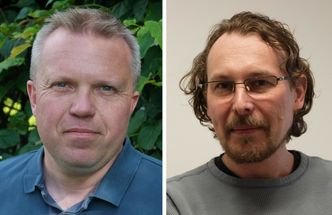 Vebjørn Bakken (t.v.) og Alexey Koposov ser en stor fremtid for batteribransjen. Foto: UiO