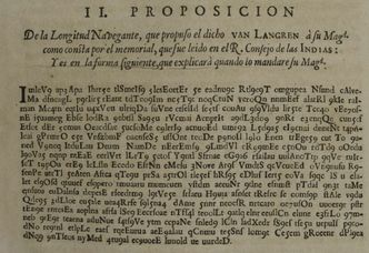 Den krypterte teksten til Michiel Florentius van Langren i boken «La verdadera longitud». Bilde: archive.org