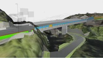 Ny bru ved Berget vil knytte sammen lokalveien med dagens fylkesvei. Illustrasjon:  Vestland fylkeskommune