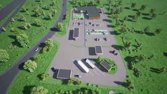 Veiserviceanlegget i Mandalskrysset på E39 i Lindesnes. Illustrasjonen viser hvordan det kan bli seende ut. Foto: Nye Veier