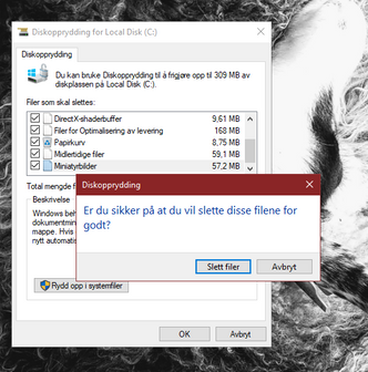 Diskopprydding: Er du sikker? Skjermbilde: Windows 10