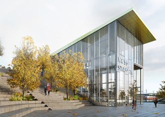 Moss kommune og Bane Nor har sammen dannet selskapet Sjøsiden AS, som vil bygge 5000 boliger rundt den planlagte togperrongen ved fjorden i Moss. Enkelte av innbyggerne frykter et enormt kvikkleireras i det samme området. Illustrasjon:  Sweco