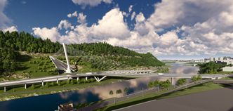 Nydalsbrua blir et landemerke i Trondheim når den står ferdig i 2024. Illustrasjon: Statens vegvesen