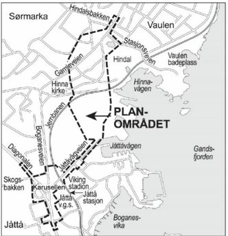 Planområdet for den nye bussveien. Illustrasjon: Rogaland fylkeskommune