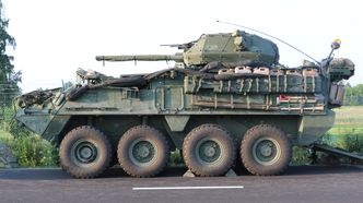 Dragoon-vogn med RT40 kanontårn på utstilling i Tsjekkia i mai 2018. Foto: Sgt. Timothy Hamlin