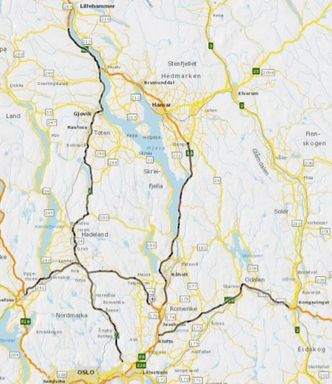 Kart over veistrekningene som inngår i denne kontrakten. Illustrasjon: Statens vegvesen