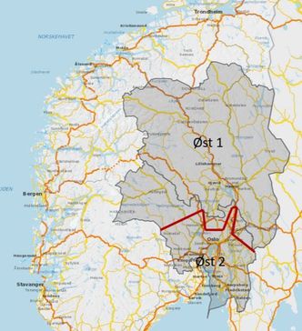 Kart over de to kontraktsområdene som avtalen omfatter. Illustrasjon: Statens vegvesen