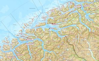 Fergeforbindelsene ligger ikke akkurat i nabolaget av hverandre. Illustrasjon: Statens vegvesen