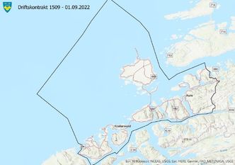 Området som inngår i kontrakten for ytre Nordmøre. Illustrasjon:  Møre og Romsdal fylkeskommune