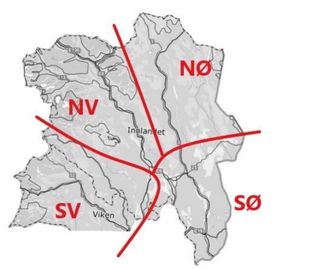 Rammeavtalen er delt opp i fire områder. Illustrasjon: Statens vegvesen