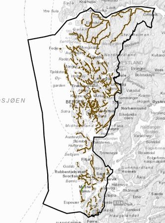 Kart over veiene som inngår i denne elektrokontrakten for Vestland fylke. Illustrasjon: Vestland fylkeskommune