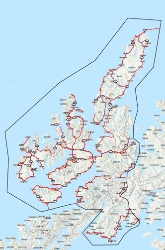 Kart over kontraktsområdet. Illustrasjon: Nordland fylkeskommune
