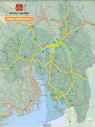 Kartet viser området som avtalen gjelder for. Illustrasjon: Statens vegvesen