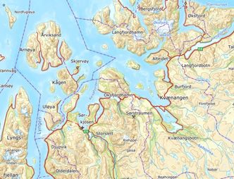 Kontraktene gjelder fylkesveier i flere kommuner i den nordlige delen av gamle Troms. Illustrasjon: Norgeskart