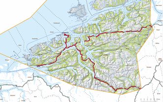 Deler av E39 og riksvei 70 inngår i den nye driftskontrakten fra 1. september 2022. Illustrasjon: Statens vegvesen