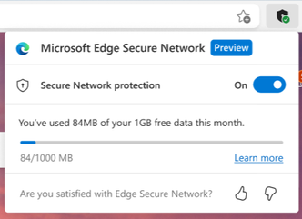 VPN-funksjonen til Edge gir deg bare én gigabyte gratis mer måned. Foto: Microsoft