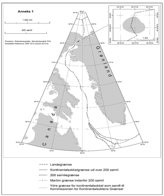 Slik deles Hans Øy mellom Canada og Danmark (Grønland). Illustrasjon: Det danske utenriksdepartementet