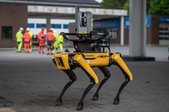 Spot kan for eksempel programmeres til å gå daglige runder med laserskanner på anleggsplassen. Foto:  BuildingPoint