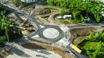 Dronebilde av rundkjøringen. Foto: Consto Anlegg Nord