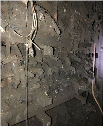 Slik så batterirommet i Brim ut etter brannen. Bildet er fra skadeinspeksjonen etter ulykken. Foto:  Sjøfartsdirektoratet