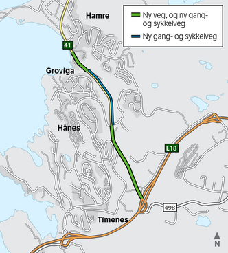 Kart over området for prosjektet. Illustrasjon:  Visuell kommunikasjon/Statens vegvesen