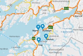 De to fergesambandene over Tysfjorden i Nordland binder Norge sammen. Illustrasjon: Statens vegvesen