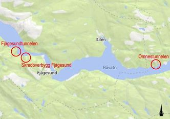 De to fylkesveiene ligger ved Flåvatn og Kviteseidvatn i Telemark. Illustrasjon: Vestfold og Telemark fylkeskommune