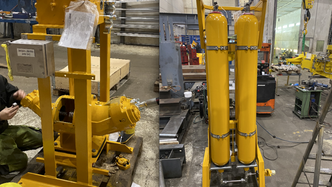 – Løsningen, som vi har utviklet i samarbeid med vår mangeårige partner HYDAC, er enkelt forklart en hydraulisk turbo som lader et akkumulatorbatteri, sier Jarl Bøhn, som er senior prosjektingeniør innen hydraulikk i NOV. Foto: NOV