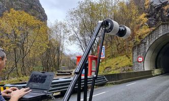 Skanneren er en sylinder som blir kjørt gjennom tunnelen. Foto:  Rogaland fylkeskommune