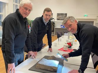 Fra venstre John Ringerud, Andreas Noreik og Morten Klokkersveen, fra Nye Veier. Foto:  Nye Veier