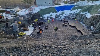 Det er i forbindelse med et kommunalt vann- og avløpsprosjekt på Høgda i Vestby at fordrøyningsanlegget er bygget. Foto:  Wavin