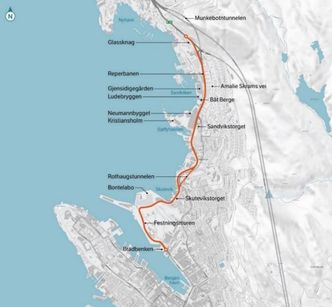 Sykkelveien som nå skal bygges ut i nordre del av Bergen. Illustrasjon: Statens vegvesen