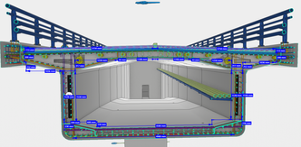 Tverrsnitt målsatt med Trimble Connect API. Illustrasjon: COWI