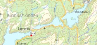 Brua ligger ved Sævareid i Bjørnafjorden. Illustrasjon: Vestland fylkeskommune