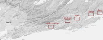 Her ligger de fire bussholdeplassene som skal oppgraderes. Illustrasjon: Statens vegvesen