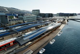 Takene på de nye perrongene skal få solcellepaneler. Foto: Bane NOR/Norconsult