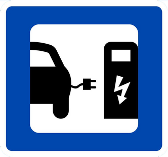 Serviceskilt nummer 609 indikerer at en hurtiglader med maks ladeeffekt på minst 43 kilowatt er tilgjengelig. Foto: Statens vegvesen