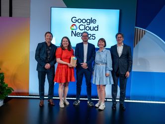 Computas mottok prisen som Google Cloud Partner of the Year for Norway 2025 under konferansen i Las Vegas. Prisen ble mottatt av Steffen Norby, Ruth Marie Dahl Jensen, Mikkel Ebbesen og Johanne Løvsland fra Computas og overrakt av Vittorio Sanvito, Google Cloud EMEA Partner Lead and COO.