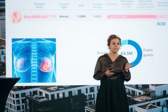 LØSER STORT PROBLEM: Her fra DNB NXT 2024, hvor Anette Weyergang og Rab Diagnostics vant pitchekonkurransen «100 pitches». Foto: DNB/Innovasjon Norge