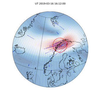 Slik kan et værkart over magnetiske forstyrrelser se ut. Illustrasjon:  Magnar Gullikstad Johnsen