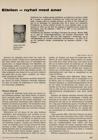 1967: De første tegnene til ny interesse for elbil.