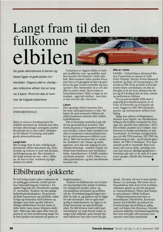 Utviklingen gikk sakte fremover på midten av 90-tallet. Elbilbranner var også en frykt.