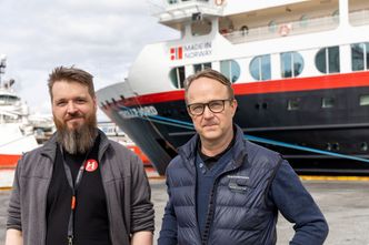 Kristoffer Halvarp i Hurtigruten og Erik Kværnmo i Northcom. Foto:  TUM Studio