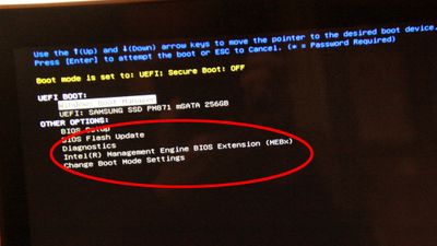 Intel Management Engine BIOS Extention i boot-menyen til en Dell-pc.
